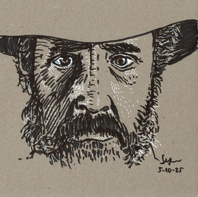 Dibujo: Retrato de Jason Robards (Hasta que llegó su hora)