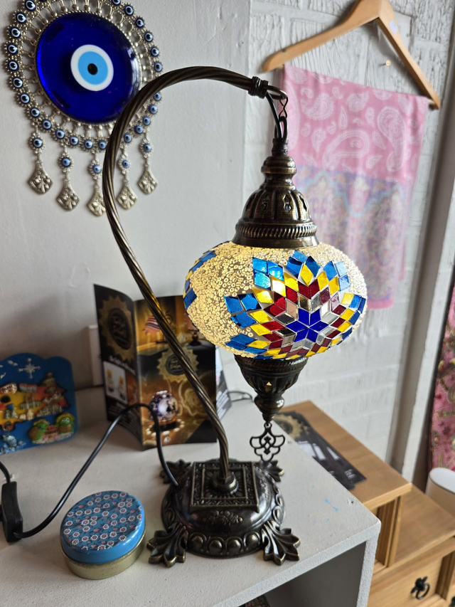 Large Mosaic Swanneck Table Lamp