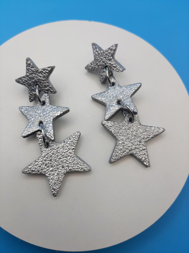 SALE! Stardrop earrings  - bright silver 