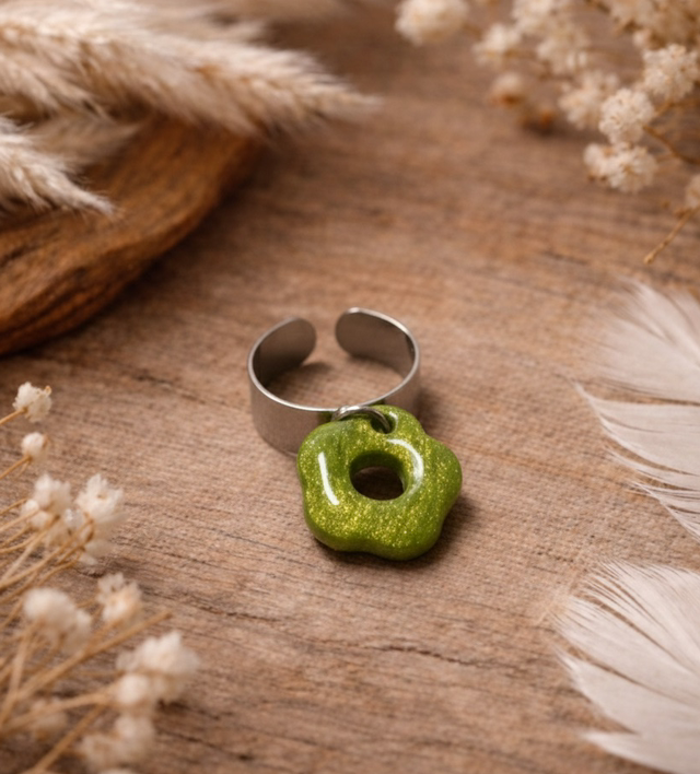 Argent 6mm Pampille Kaki Pailleté