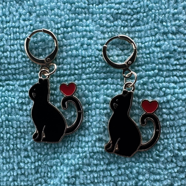 marqueurs de maille X2 chat 🐈‍⬛ avec coeur ❤️ 