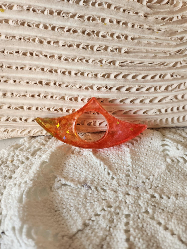 Bague de lecture résine orange étoiles dorées 