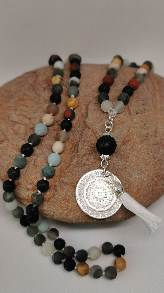 Heliotrop - Amazonit - Crazy Lace Achat - Lavastein Malakette