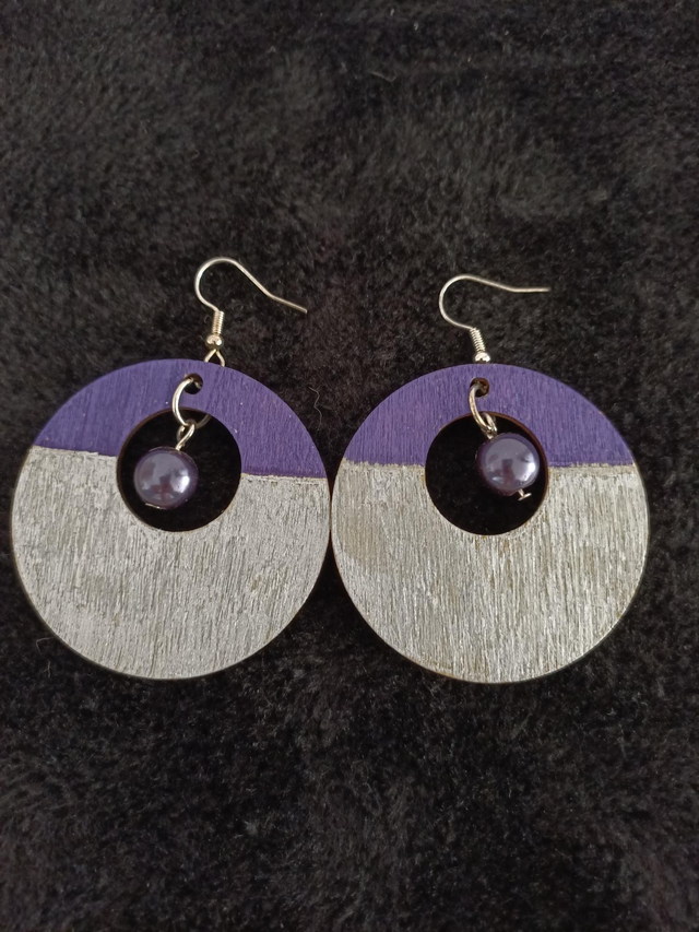 Boucles d'oreilles bois et perles 