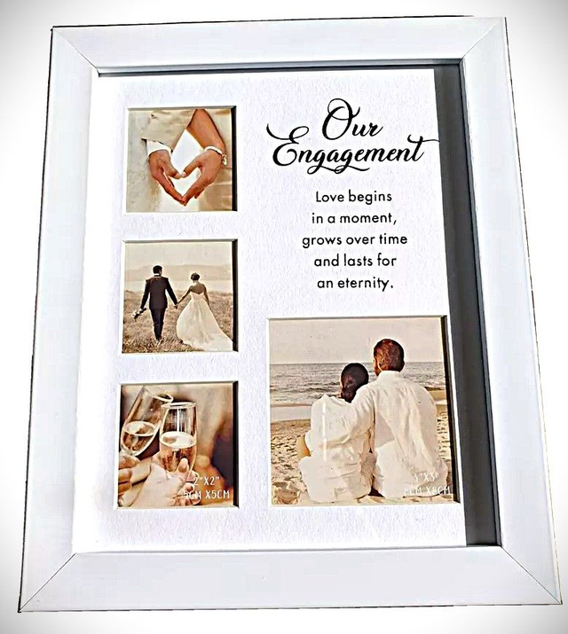 Modern white wedding/engagement Multi Photo Frame.