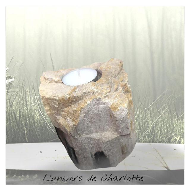 Bougeoir "Bois pétrifié" 9 cm