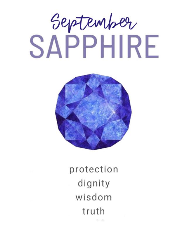 9 - September - Sapphire - birthstone necklace - raw &amp; topped with sterling silver