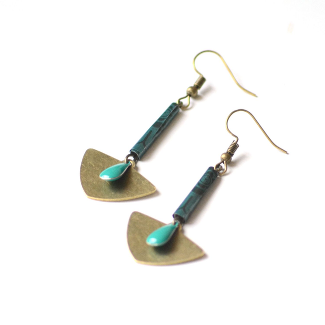 Boucles d'Oreilles en Aluminium Recyclé - Vert - Pièces Artisanales et Uniques