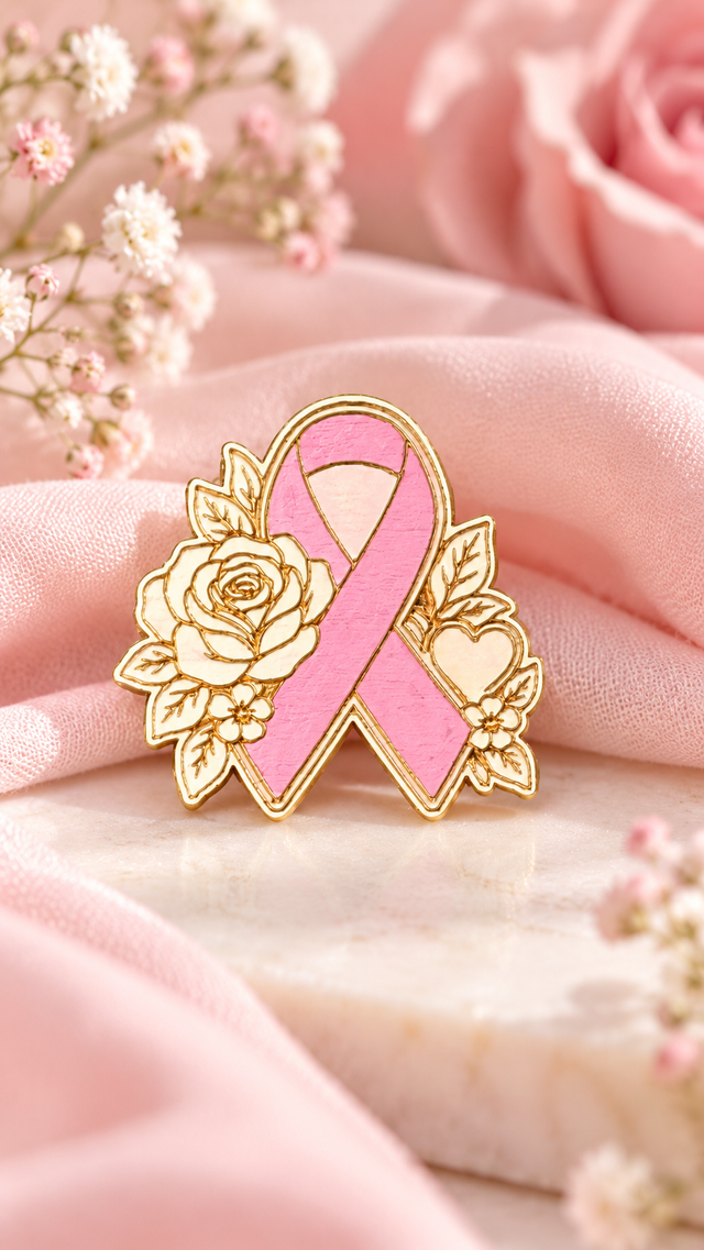 Pin's Octobre Rose fleuri