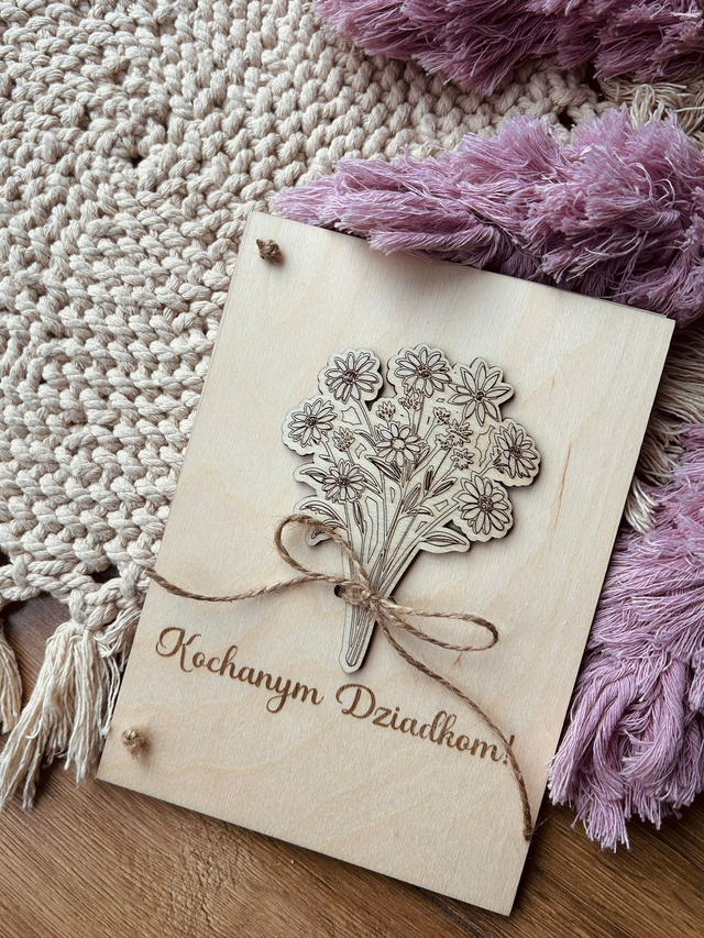 Personalizowana drewniana kartka na Dzień Babci i Dziadka – grawer