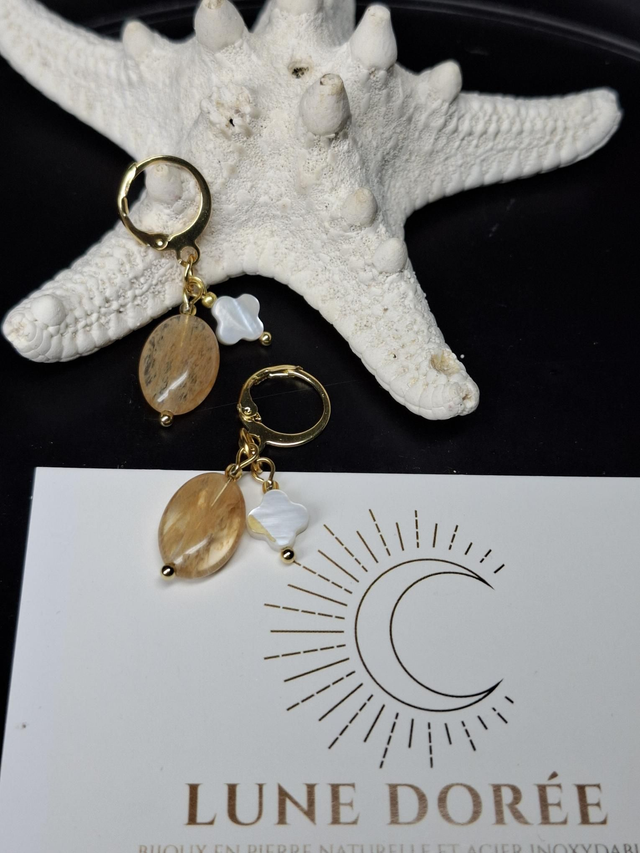 Boucle d'oreille Citrine et Nacre 