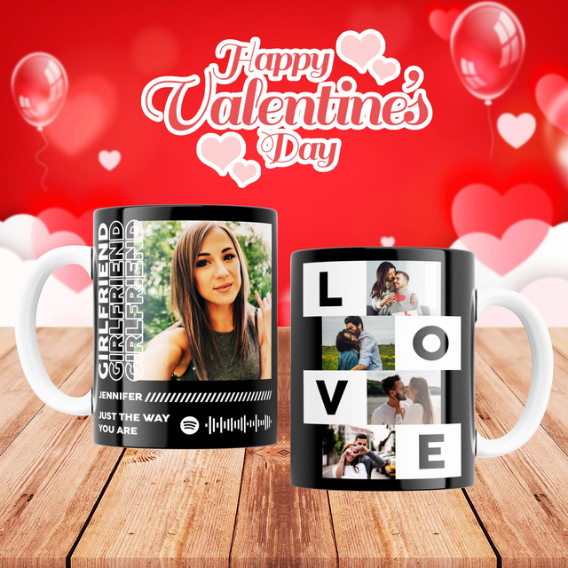 Tazza collage NERA  Da inserire un max 6 foto puoi anche aggiungere una frase (