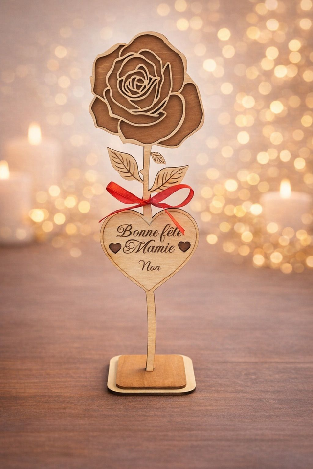 Rose éternelle bois 