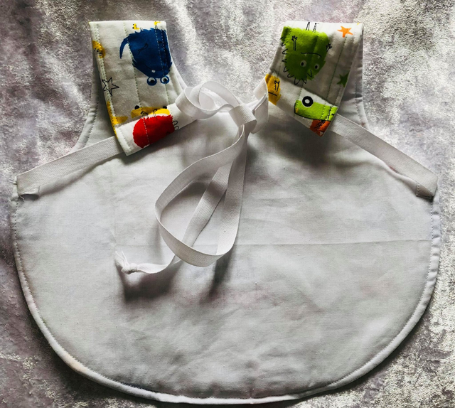 Embroidered Baby Bib Apron - Little Monster - age 3-12 months