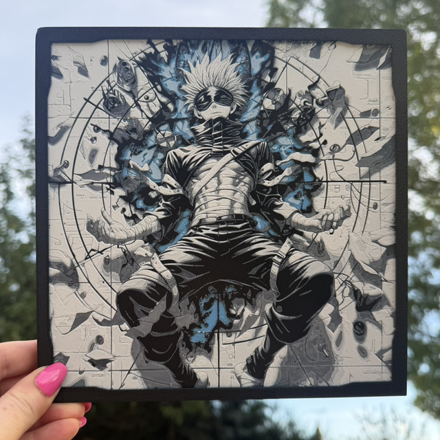 Satoru Gojo Jujutsu Kaisen HueForge 3D Printed Wall Art – 20 × 20cm