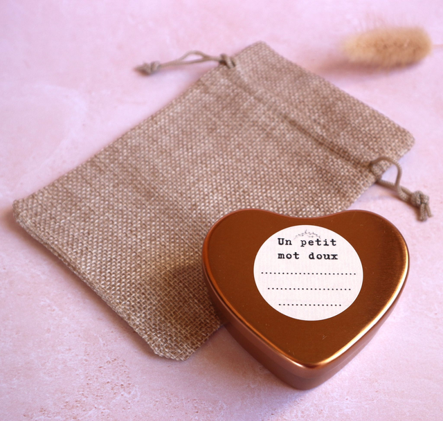 Pochon lin pour bougie coeur