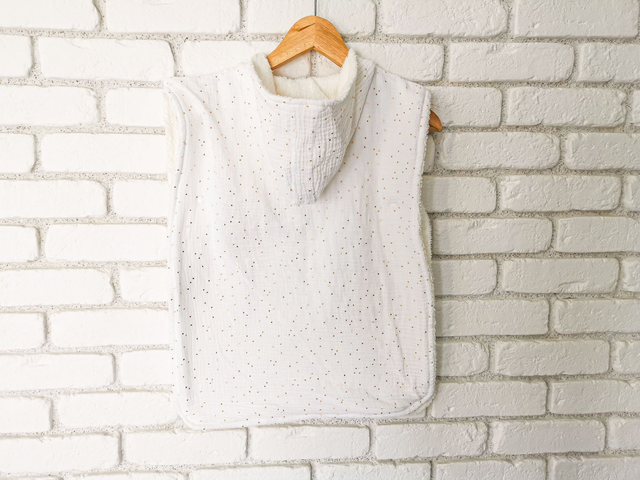 Poncho de bain Gabin en double gaze de coton blanc - Sortie de bain