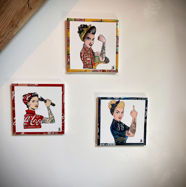 Lot de 3 tableaux pin-up 20x20 cm