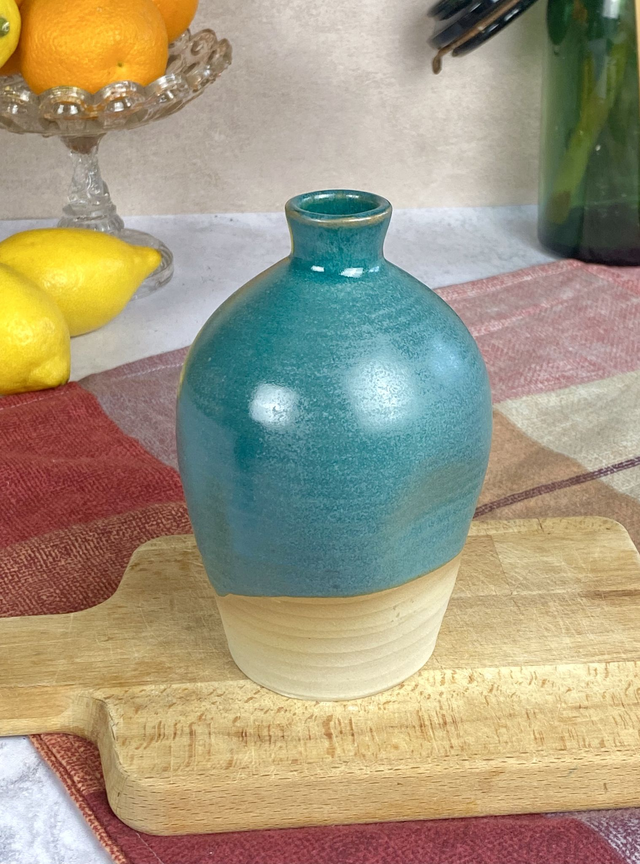 Bouteille - bleu paon &amp; beige