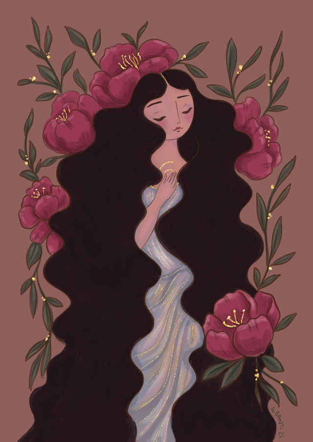 Le langage des fleurs - Tirage d'art rehaussé de doré