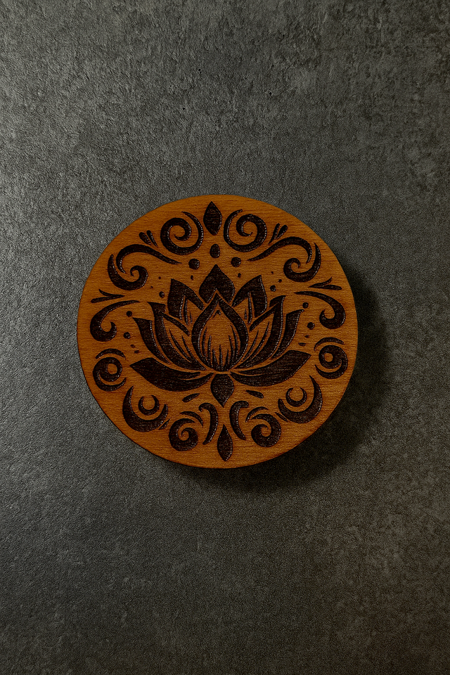 🧲 Magnet en bois gravé – motif fleur - 4 cm