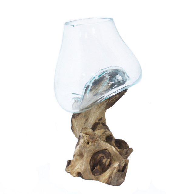 Vase en verre soufflé sur racine – Moyen (02)