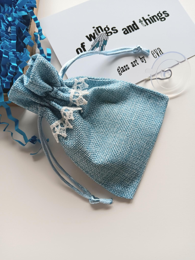 Fused glass Green Heart with hand-painted pattern