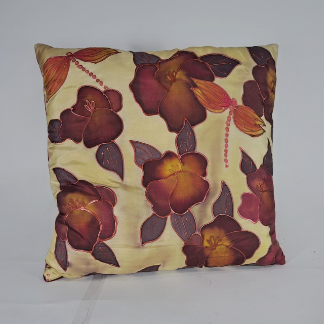 Peony silk cushion  