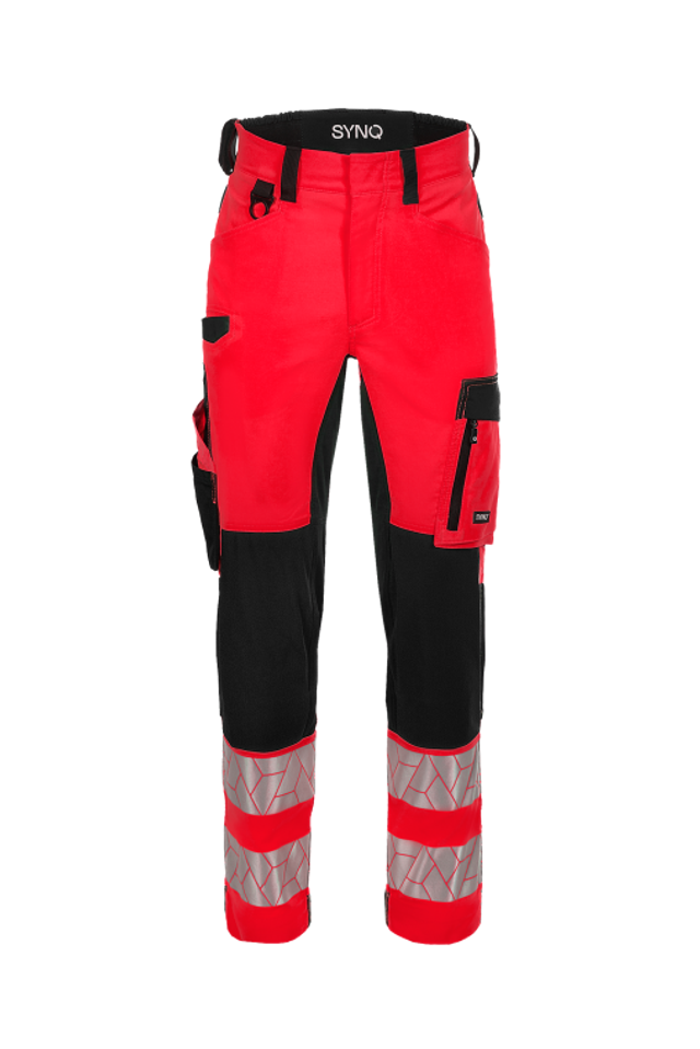 1A. SYNQ Warnschutz-Bundhose Leuchtrot/Schwarz 750