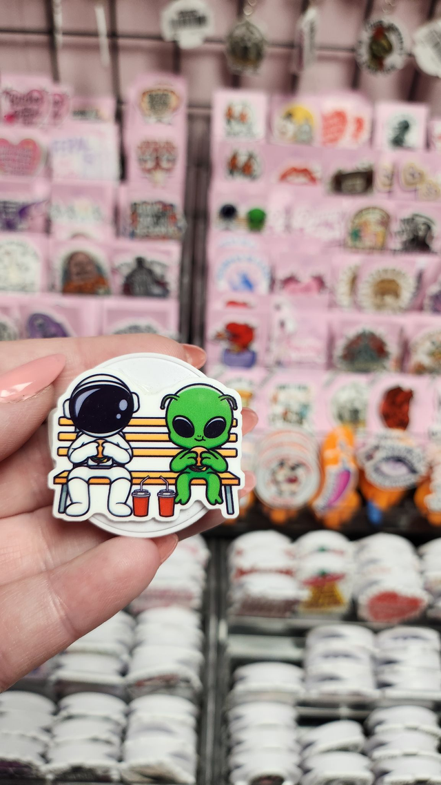 Alien and Astronaut | Keyring, Pin or Phone Grip | 196