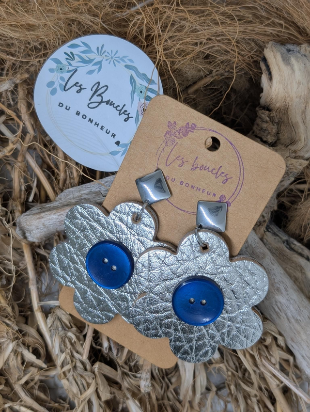 Boucles d&#039;oreilles Coquette argenté bleu co002