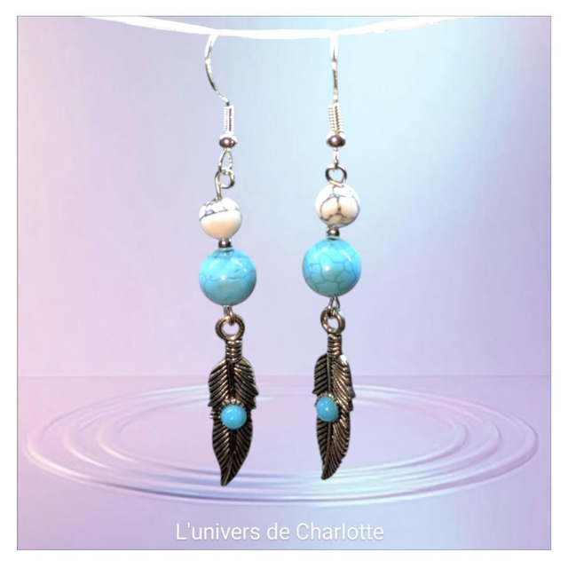 Boucles d&#039;oreilles &quot;Howlite&quot; BO-056