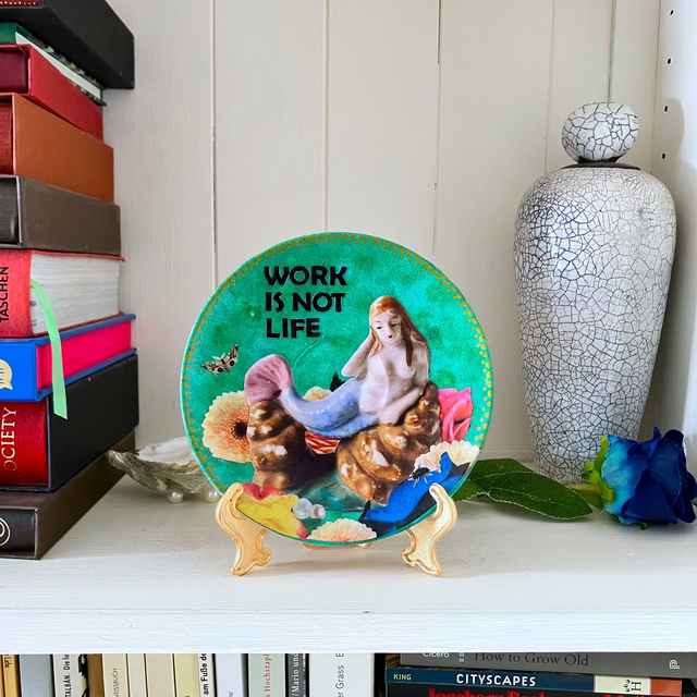 "Work Is Not Life" Green Art Plate - House of Frisson