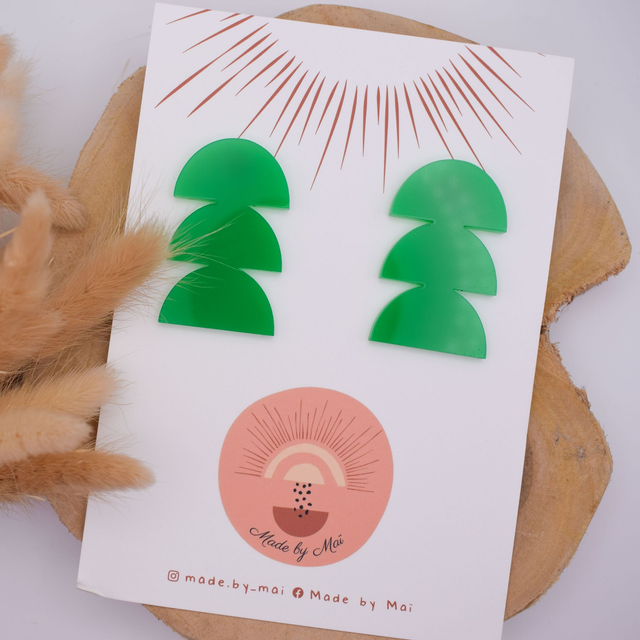 Boucles d&#039;oreilles vertes en plexi