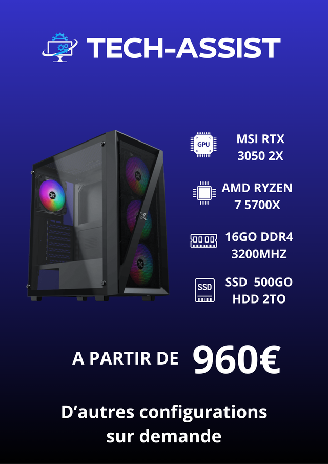 PC Gamer Orya RYZEN 7 5700X RTX 3050 16GO DDR4