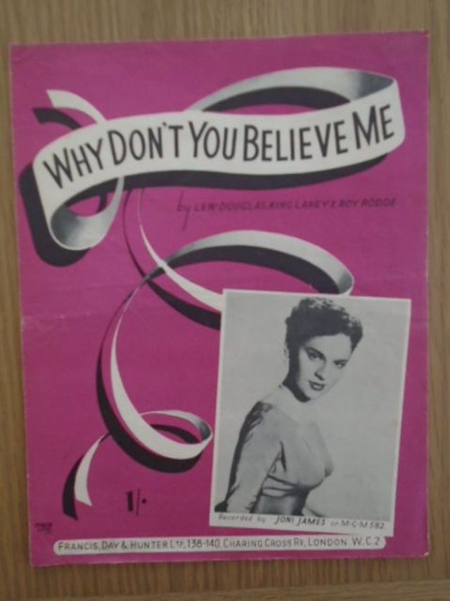 Why Don't You Believe Me By Joni James Sheet Music 