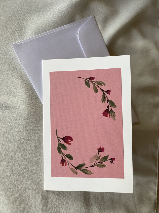 Doppelkarte - Blütenzweig rosa Version