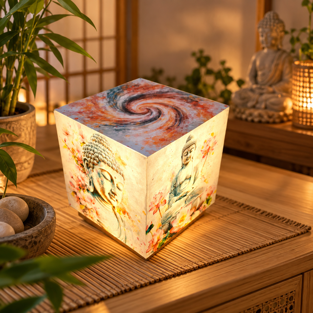 Lampe d'ambiance en cire 12x12cm- "Bouddha"