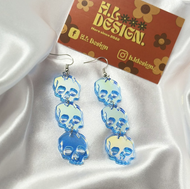 Iridescent Skull Earrings