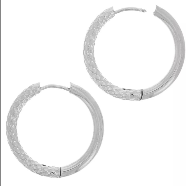 Créoles rondes martelées réversible 26mm