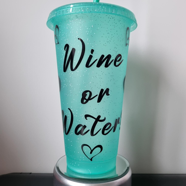 Wine Or Water Large Tumbler Cold Cup Starbucks Style