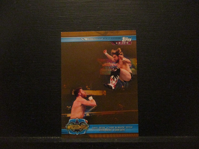 Daniel Bryan &amp; Shane McMahon Defeat Kevin Owens &amp; Sami Zayn - Brown Champions Original Trading Card #95