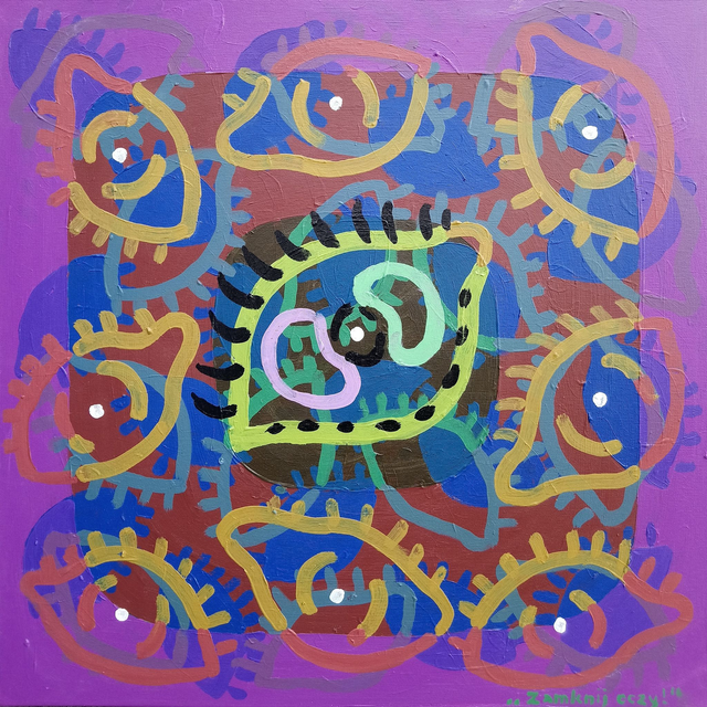 Zamknij oczy - W perspektywie zwrotnej: Dada-sur, 65x65 akryl płótno 2018