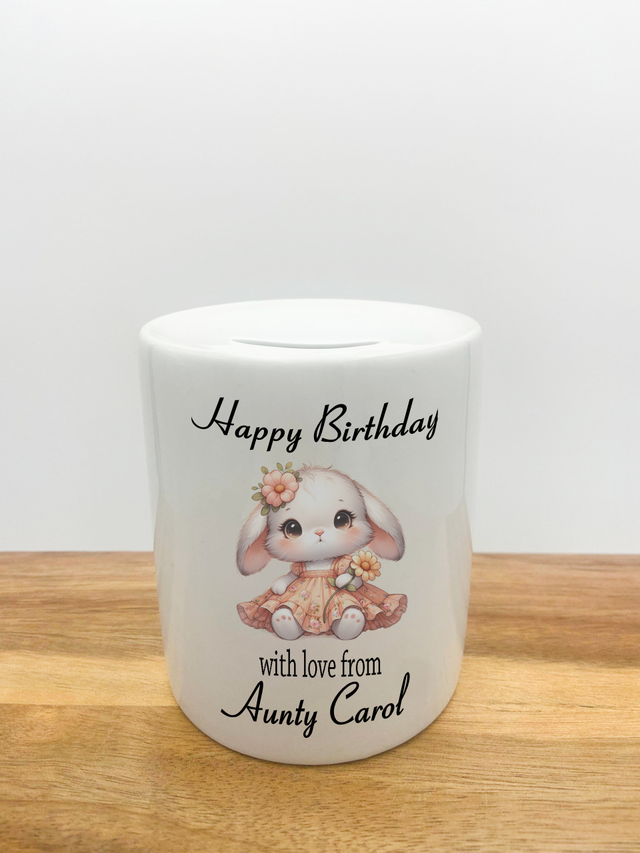 Personalised Money Box - Rabbit