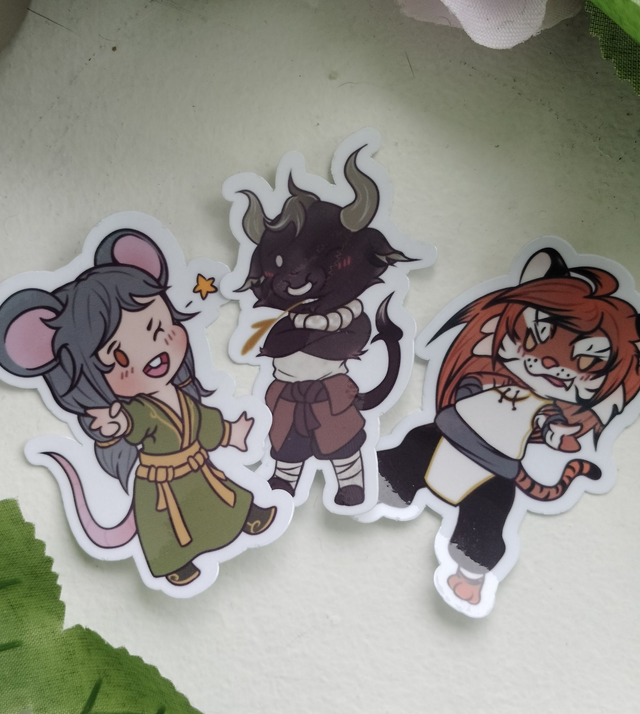 Lot de 3 autocollants #1 : Signe du zodiaque chinois 