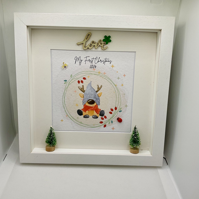 Personalised First Christmas frame and album set.