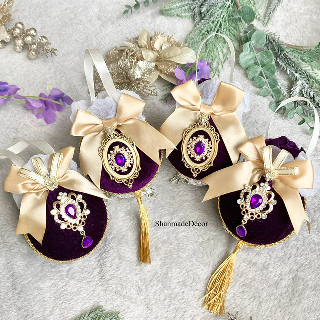 Deep Purple Velvet Baubles