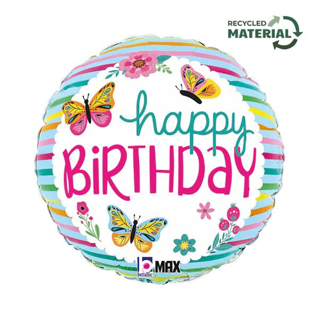 18" BIRTHDAY COLORFUL BUTTERFLIES FOIL