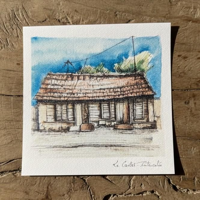 Carte postale carrée 15x15 - case créole #7 Le Carbet - Martinique - reproduction 
