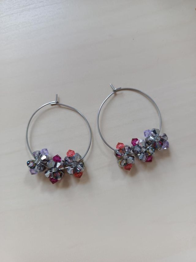 Fleurs De Cristal - Argent - Violet &amp; rose